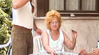 Grandma gets bald and boned inside front of an audience