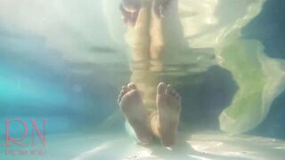 Underwater snatch performance. Mermaid finger fucked masturbation two