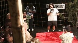 Big Titted ebony whore gets her cunt boned rough by many cocks