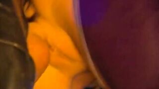 Blonde vixen inside rubber gets rough pounding inside a vehicle park