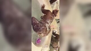 LolaMonroe twerking into bubbles