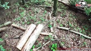 Tattooed german blonde fucks outdoor inside a park during a