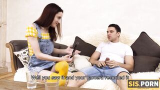 SISPORN. Bro wins bet against stepsister and can finally drill