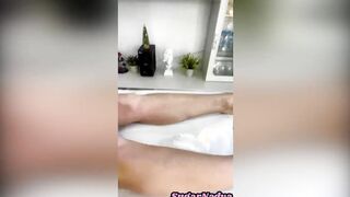 SugarNadya waxes her client's petite legs. Toes bondage