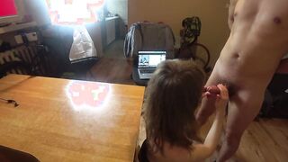 Long-butt blonde hoe stuffed with thick cock on a desk