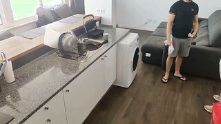 I pounded my maid dressing an apron with anal plug