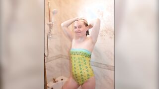Haley inside yellow swimsuit