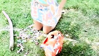 Adorable slender solo 18 yo masturbating