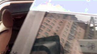Vulgar Bimbo Outdoors Fingers Soak Snatch till Amazing Orgasm into Vehicle