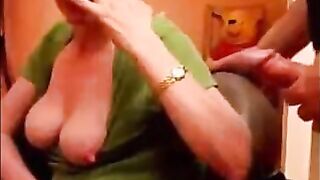 Old mom sucking young dick