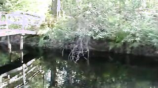 Bombshell blonde fucks near the bridge