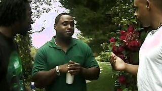 Shaved bastard is licking her ebony vagina