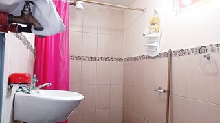 My stepmother goes in the WC while I'm taking a
