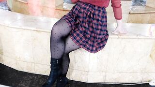 Nylon legs inside mall