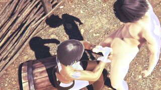 Attack On Titans Animated - Mikasa do a Hand Job with