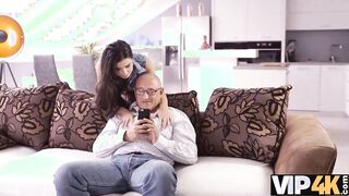 VIP4K. Older man bangs cunt of the thin honey with