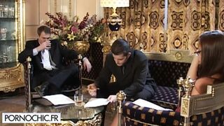 Retro three-way and sodomy with a amazingly hot secretary