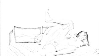 Cartoon Illustration - Young lovers having vigorous sex with deep