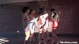sluts play with the Mystery Man - CFNM