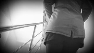 Voyeur with secret camera peeping on a posh ass inside