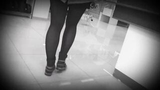 Voyeur with secret camera peeping on a posh ass inside