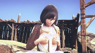 Attack On Titans Animated - Mikasa boobjob and gets pounded