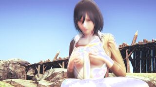 Attack On Titans Animated - Mikasa boobjob and gets pounded