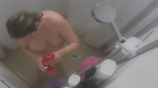 Cougar taking a shower concealed camera