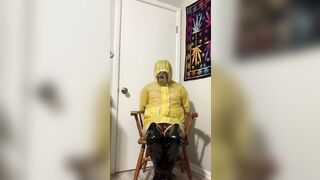 Yellow LATEX raincoat bdsm Part two