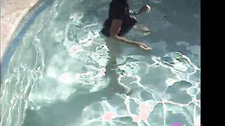 Huge Boobed Dark Hair Coed True Tere Gets Soak Into The Pool!