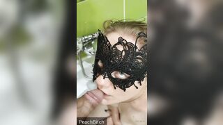 PeachBitch: Whore stepsister drinking pissing and blowing cock