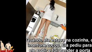 Fiance receives delivery guys without leggings