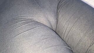 Touching her cameltoe inside beautiful tight pants
