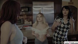 Stepmom makes her 2 stepdaughters squirt