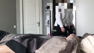 Stepsister caught jerking off and sat on a cock