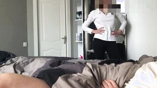 Stepsister caught jerking off and sat on a cock
