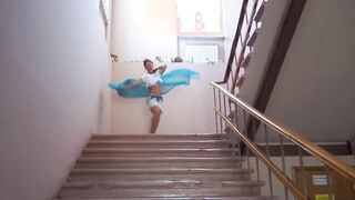 Dance on hotel staircase