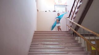 Dance on hotel staircase