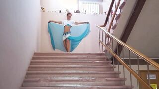 Dance on hotel staircase
