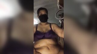 Very turned on woman with eggplant into her snatch
