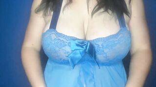 Hottie Chubby BBW does a Strip Tease inside beauty Panties and Plays with her Long Tits