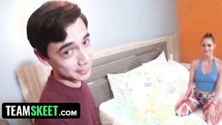 TeamSkeet - Gorgeous Thick sluts Bounces Her Pink Cunt On