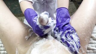 Nurse cleans my penis until cum pours off my dick