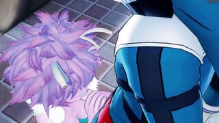 Mina Ashido blows Deku's penis before rides it - My