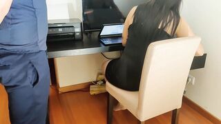 Caught secretary masturbating watching porn with tights