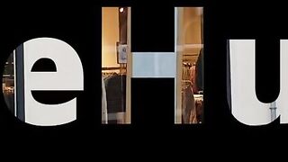 Trying to be quiet, orgasm into Fitting Room and cum drink
