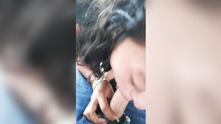 Hispanic teens blows penis by a waterfall and gets a nice load