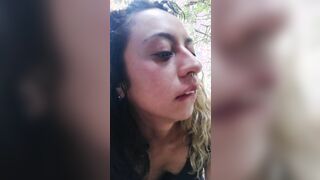 Hispanic teens blows penis by a waterfall and gets a nice load