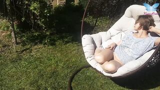 Turned On MILF masturbates and squirts inside the chair