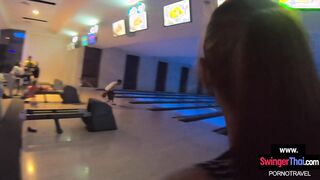 Thai girlfriend bowling and cock sucking